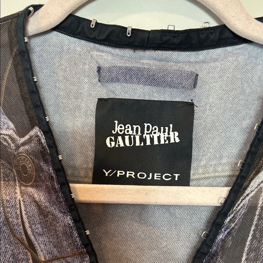 Jean Paul Gaultier x Y/Project trompe l'oeil sheer denim top - Picture 3 of 8